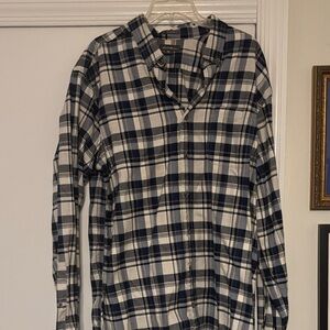 Eddie Bauer Navy and White Checkered Shirt